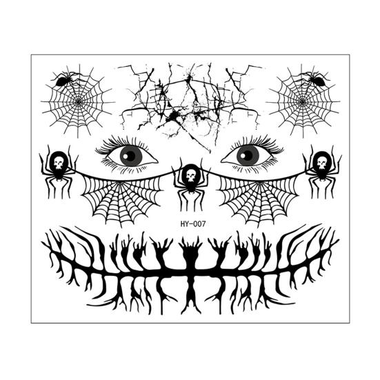 Наклейка на лицо с татуировками на Хэллоуин, светящаяся в темноте 3D-набор для макияжа ведьмы-зомби, водонепроницаемые съемные временные наклейки для татуировки ко Дню мертвых