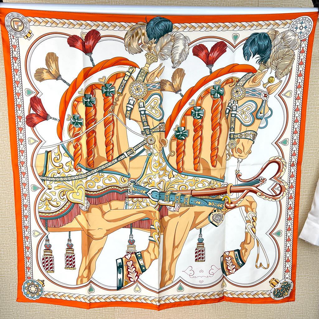 Шелковый твиловый шарф Silk Road в черно-белом французском стиле для весны/лета