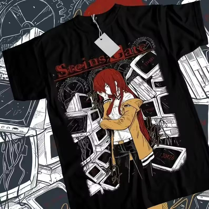 2026 Summer Fashion Trendy Tee Steins Gate T-Shirt Kurisu Makise Girl Kawaii Waifu Anime Shirt Tee Streetwear Oversized Tshirt