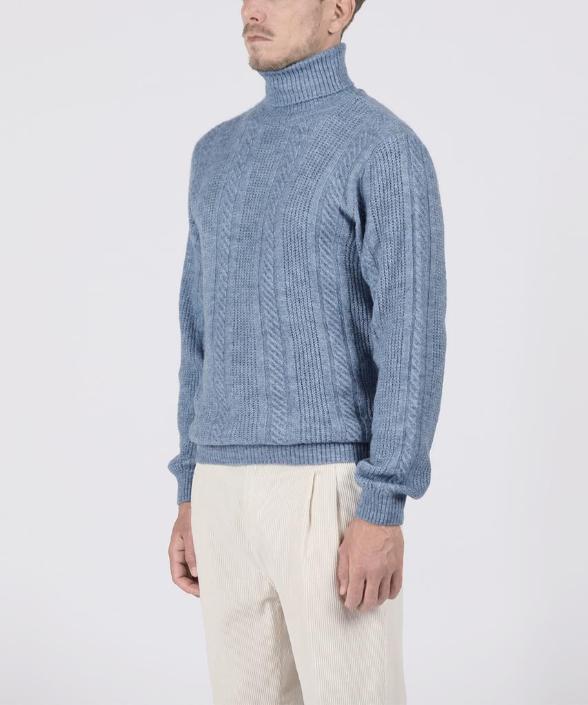 PANICALE Blue Melange Cable Turtleneck Knit