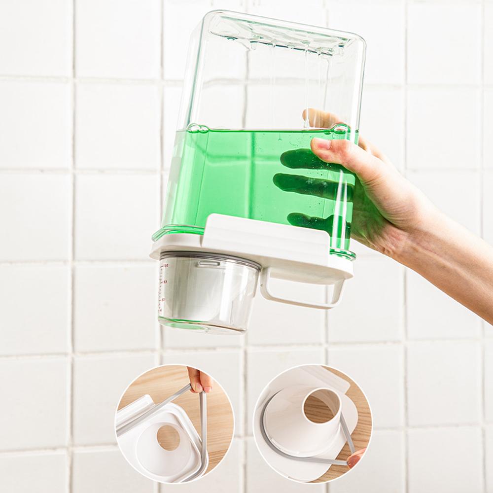 Прозрачный пластиковый ящик для хранения баночек Многоцелевой ящик для моющего средства с крышкой Мерный стакан Контейнер для закусок Ящик для хранения стирального порошка