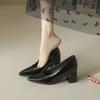 Sheepskin~ Commuter Single Shoes Women's 2025 New Models with Skirts, Patent Leather Nude High Heels Are Not Tired, and the Inner Height of the Feet I