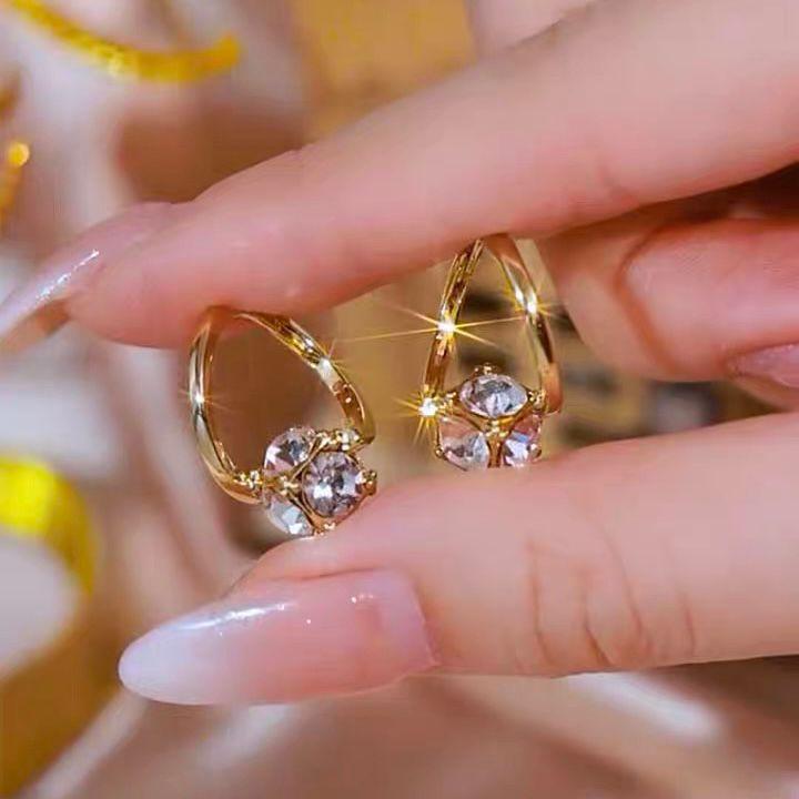 New trendy niche design high-end earrings women's versatile small exquisite zircon earrings