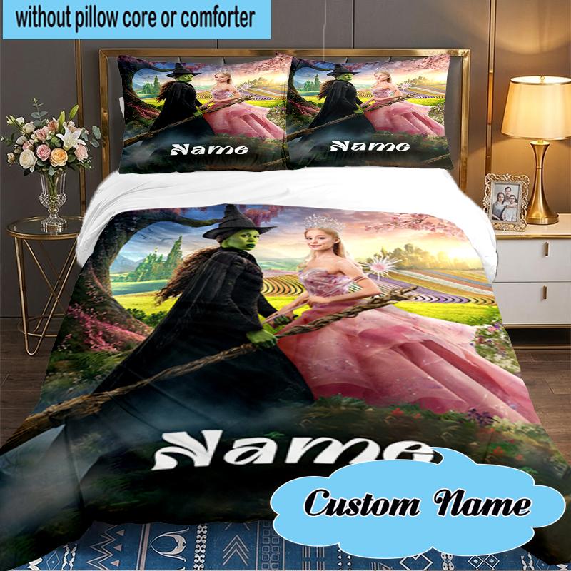Custom Name Magic Friendship witch Bedding Set 3pcs, Bedding Set Including 1pc Duvet Cover And 2pcs Pillowcases for Bedroom, Dormitory Gift