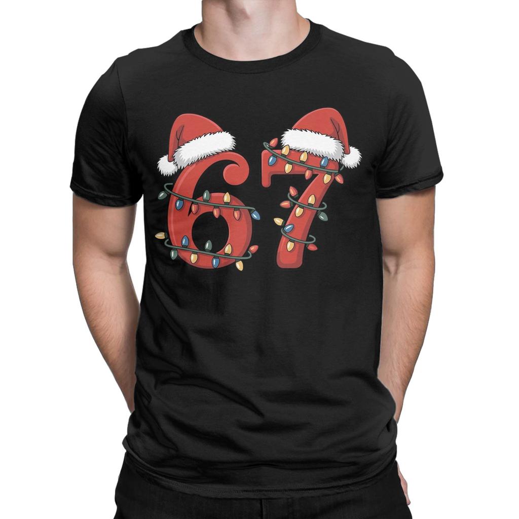 Christmas Number 67 Xmas Men's T Shirts  Novelty Tee Shirt Short Sleeve Crew Neck T-Shirt Cotton 6XL Tops
