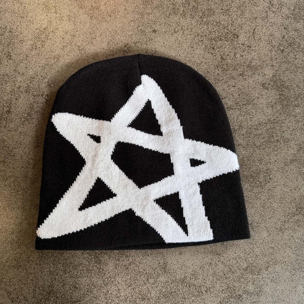 Autumn Winter Acrylic Knit Hat With High Top Design And Star Pattern For Men Women
