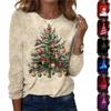 Women's Fashion Casual LongSleeve Print Round Neck Pullover Top Blouse