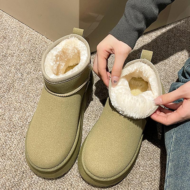 Осенние и зимние меховые зимние сапоги, женские меховые ботинки на толстой подошве, короткие сапоги на губчатой подошве