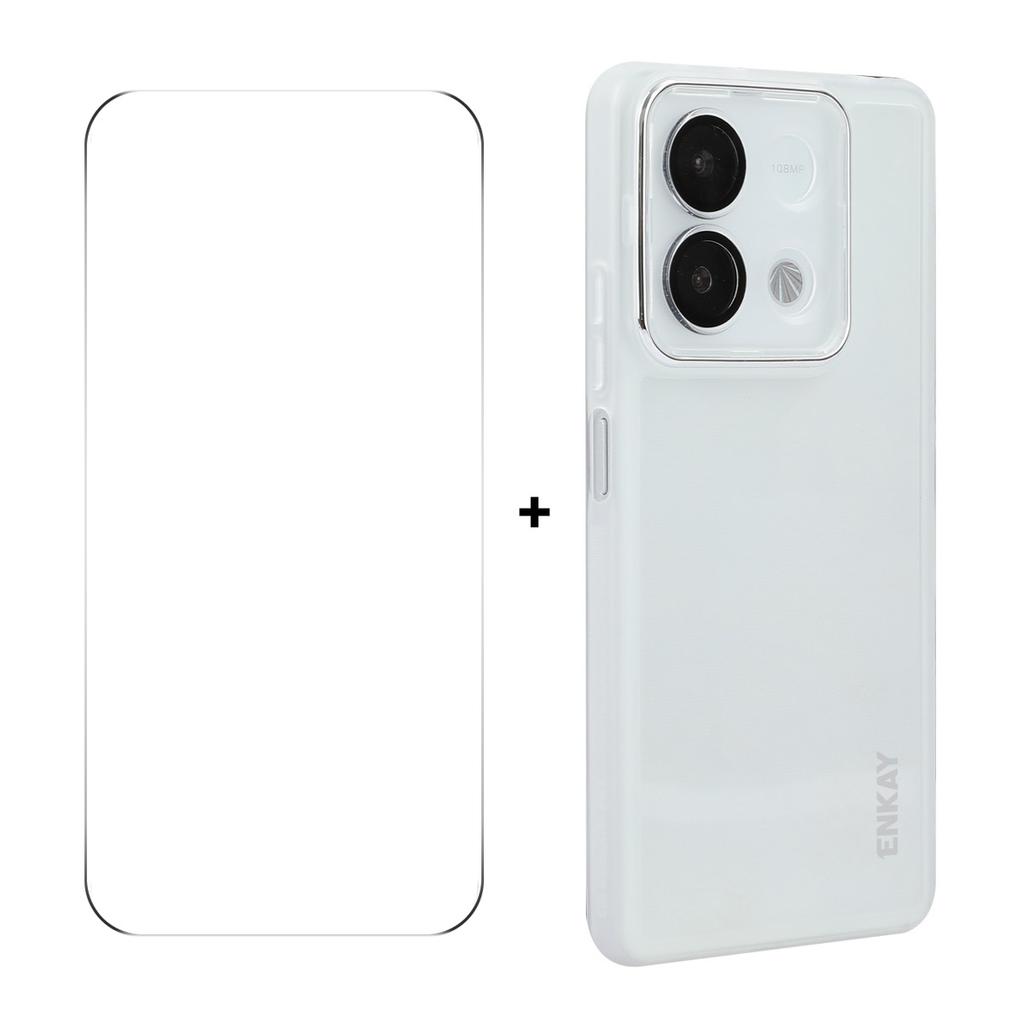 For Xiaomi Redmi Note 13 5G Case Matte TPU Phone Cover with Lens Film+9H Glass Protector