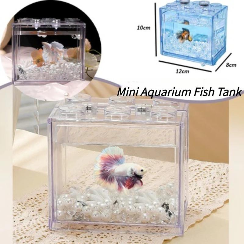 Mini Aquarium Acrylic Stackable Fish Tank Pet Box Transparent Reptile Breeding Container Home Decor Desktop Use