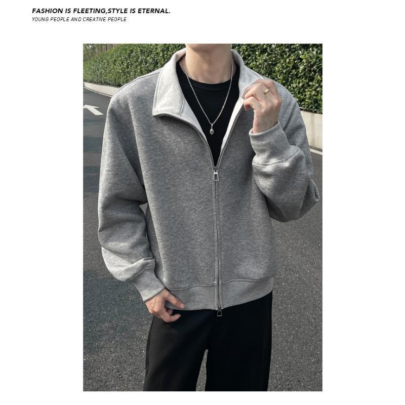 Plus Size Hong Kong Style Open Front Sweatshirt For Men