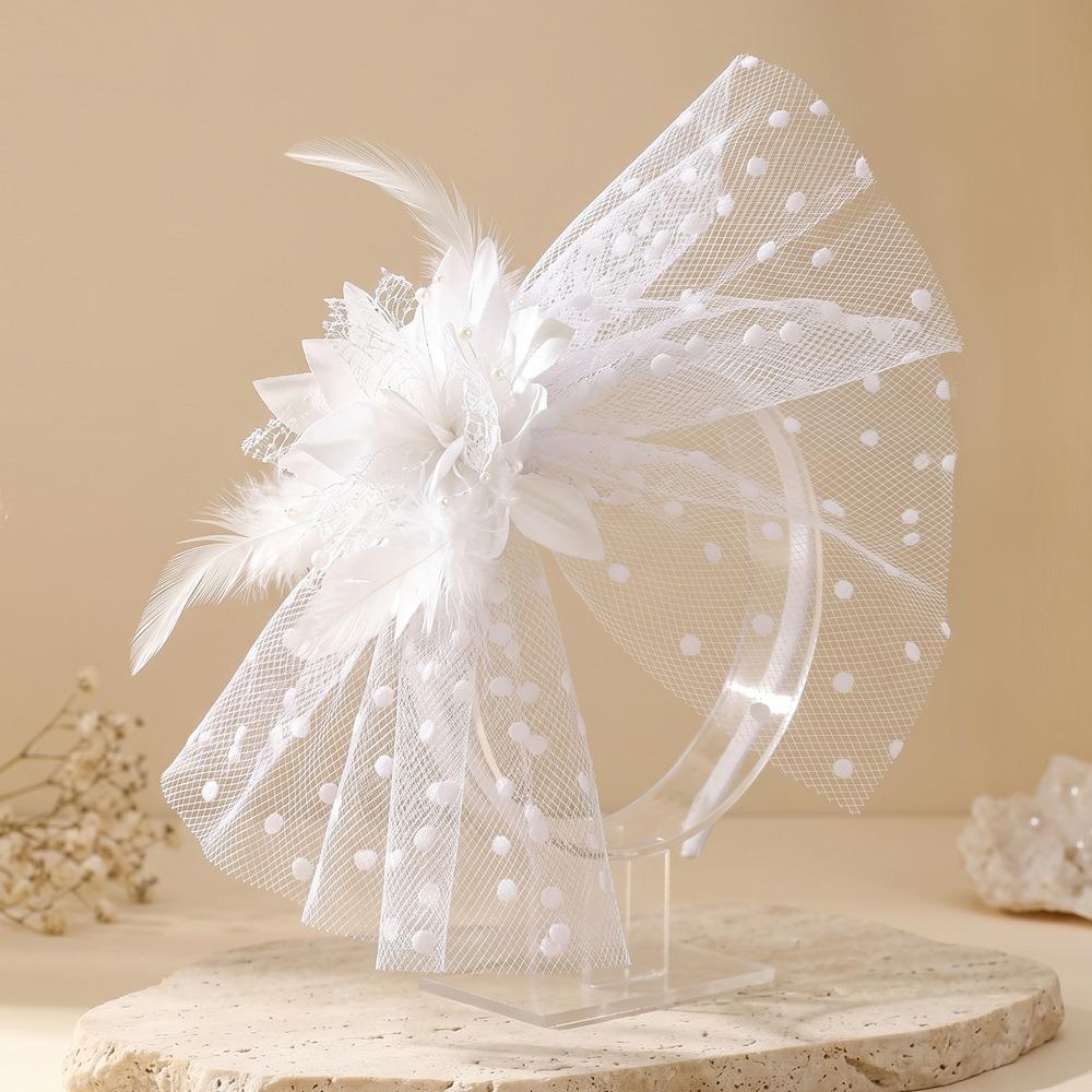 Elegant Mesh Flower Headband Exquisite Feather Hairpiece 1920s Hair Accessories Photography