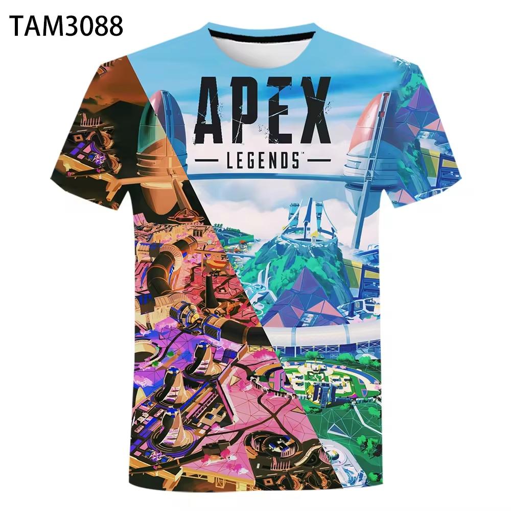 Round Neck 3D Apex Legends Game Graphic Print Casual Shorts Sleeved Men's T-shirts - Soft Medium Stretch Polyester Fabric Summer Relaxed Fit Clothing