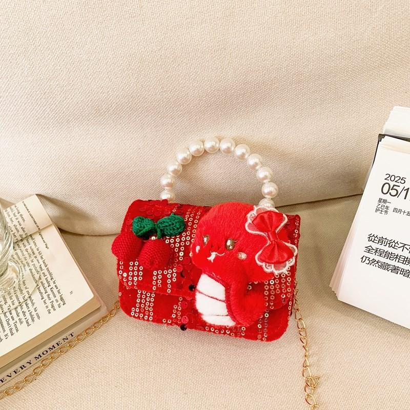 Милая детская новогодняя сумка Стильная жемчужная модная сумка-кроссбоди на цепочке для девочек-малышек
