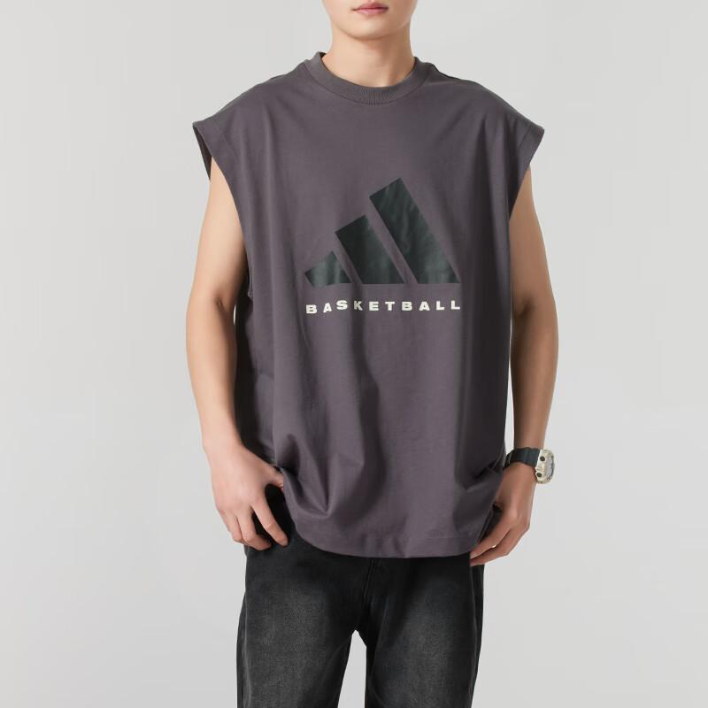 Adidas Баскетбольная Удобная Мягкая Дышащая Футболка с Коротким Рукавом Унисекс Топы Серая JC7836