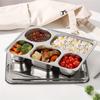 Разделенная тарелка из нержавеющей стали - поднос для школьных обедов с 5 отделениями, глубокая квадратная сервировка для блюд, можно мыть в посудомоечной машине
