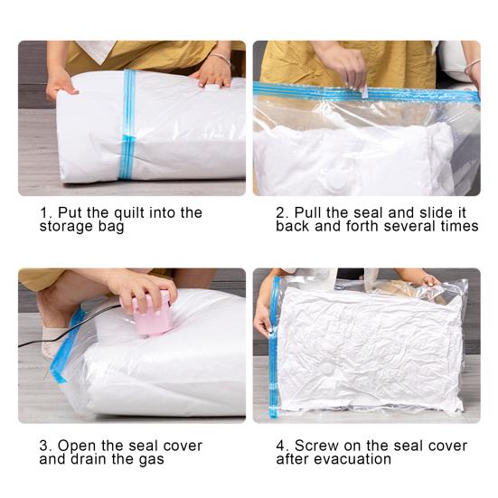 1 комплект вакуумного компрессионного мешка из утолщенного материала, большой емкости с насосом, прозрачный с воздушным клапаном