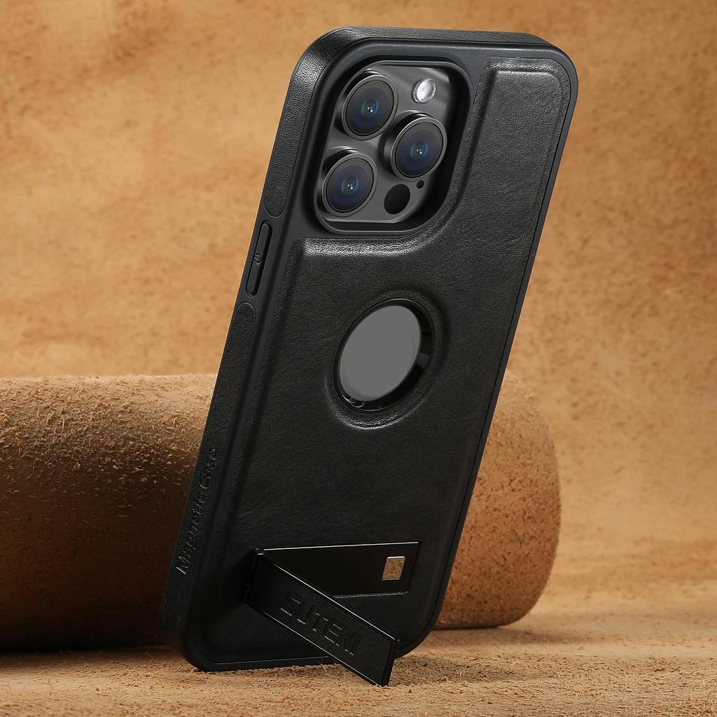 Magnetic Leather Phone Case For IPhone 13 12 15 14 Pro Max 15Plus Magsafe Invisible Bracket Cover For iPhone 12 13 14 15 ProMax