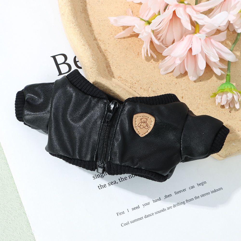 Doll Overalls Plush Doll's Clothes Doll Outfit Accessories PU Leather Jacket 20cm Doll Overalls