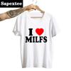 Футболки с принтом «I Love MILFS I Heart Hot Moms», женские хлопковые повседневные футболки с короткими рукавами в стиле Харадзюку, модные футболки