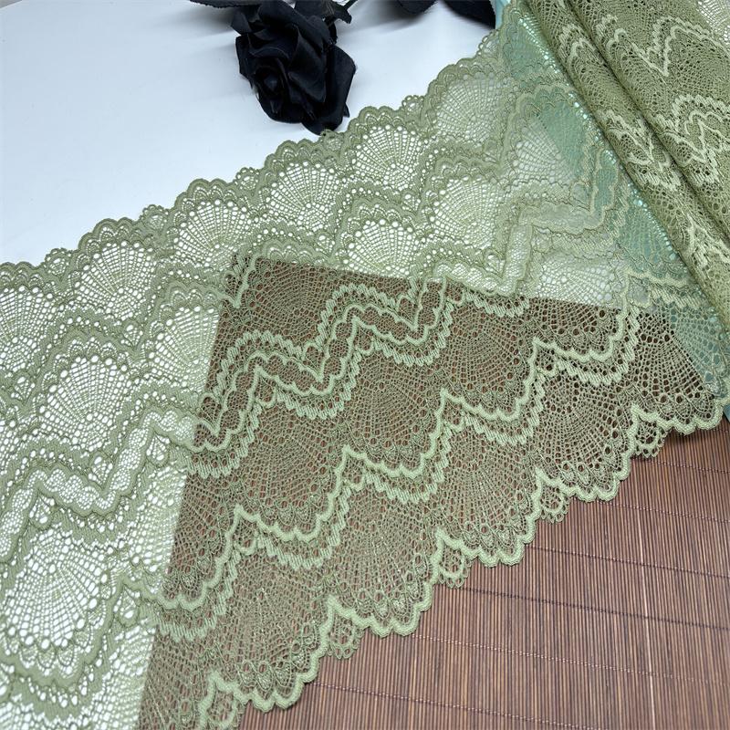 24 см Широкое Эластичное Кружево, Оливково-Зеленая Стрейч Кружевная Ткань из Спандекса для Шитья, Нижнего Белья, Бюстгальтера, Одежды, Домашнего Декора, Рукоделия