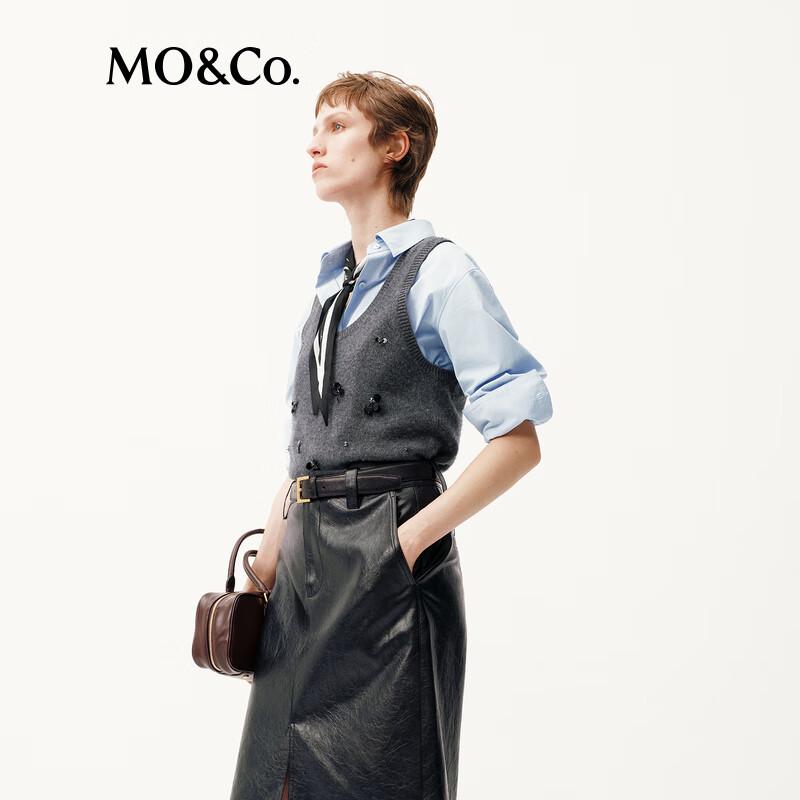 MO&Co. Wool Blend U-Neck Sleeveless Vest