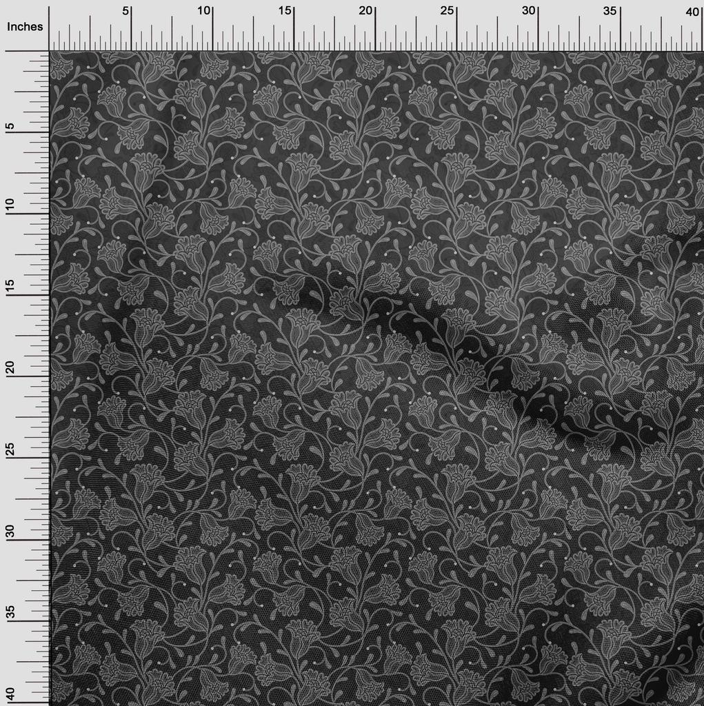 oneOone Cotton Flex Gray Fabric Dotted Floral Diy Clothing Quilting Fabric Print Fabric By Yard 40 Inch