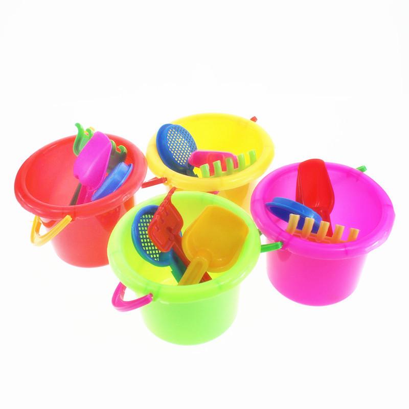 Летние бестселлеры 10 см пляжные водные игрушки: Маленький набор из ведра и сетчатой сумки из четырех частей