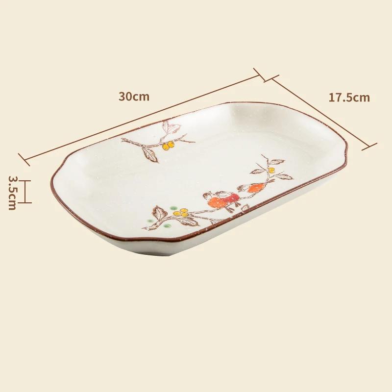Керамическая тарелка в стиле ретро в китайском стиле, роскошная ресторанная большая рыбная тарелка, изысканные столовые тарелки ручной работы, бытовая посуда