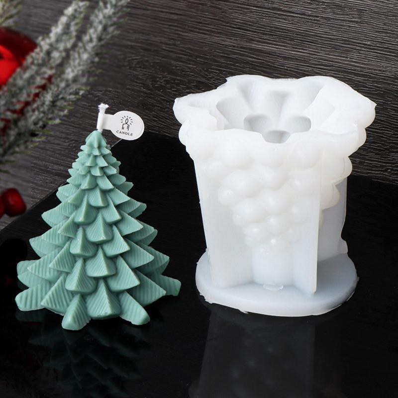 Stacked Leaves Santa Tree Resin Mould Bubble Stripe Plant Candle Soap Silicone Mold Pine Cones Christmas Gifts Party Cake Decor