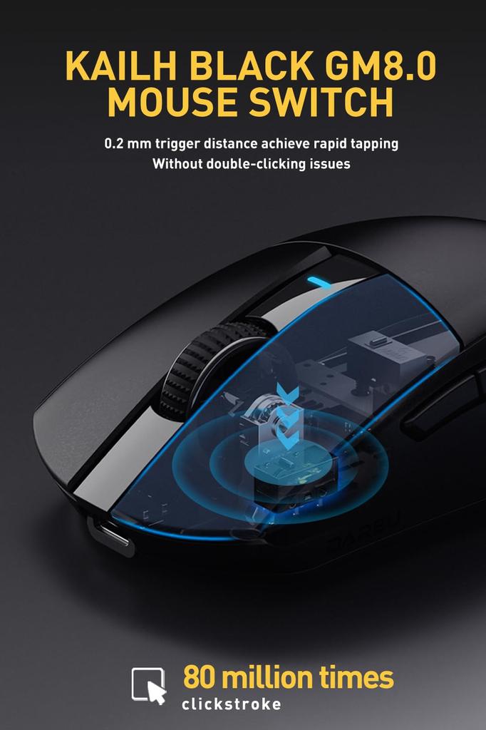 DAREU A950PRO Gaming Mouse 4K Wireless 55g Ultra Light Wireless PAW3395 Sensor 26000DPI Connectable Fast Charging with 4000Hz Receiver Year