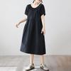 Короткий рукав Плюс размер Хлопок винтаж новые платья для женщин повседневные свободные миди длинное летнее платье