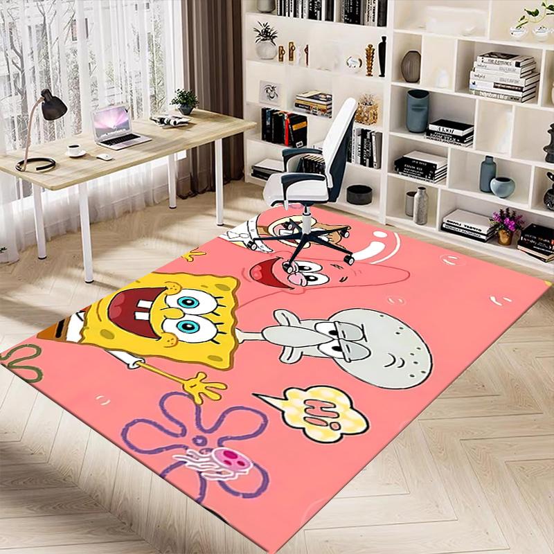 1pc Spongebobs Adventure Day Carpet for Playroom Bedroom Living Room Sofa Home Decor,kids Game Area Rug Non-slip Floor Mat Y7294