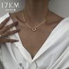 17KM Vintage Gold Irregular Circle Chain Pendant Necklaces For Women Fashion Lock Coin Pendant Necklace Party Jewelry Gifts