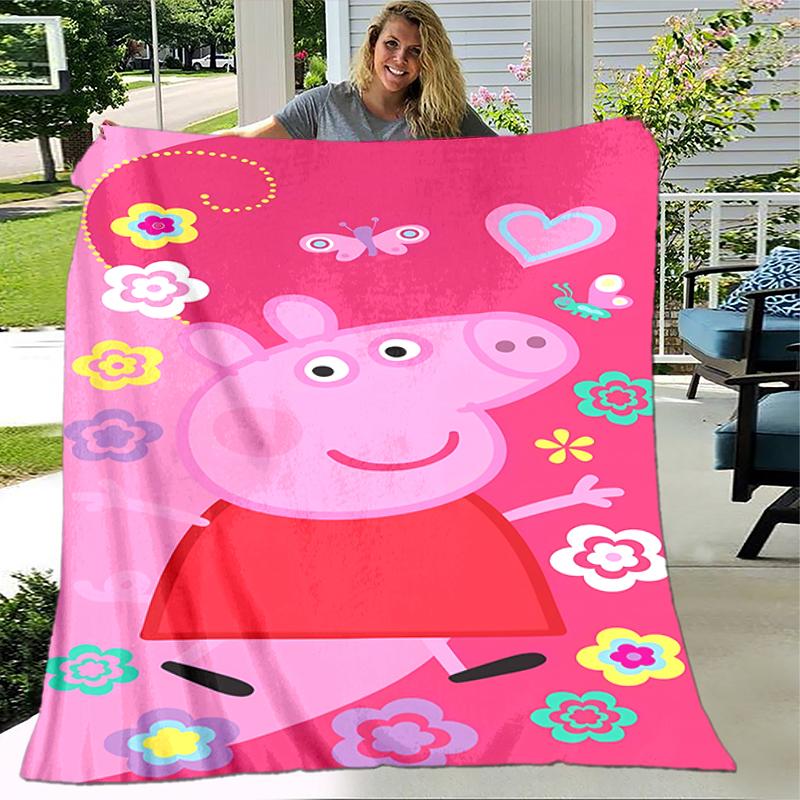 1pc Blanket Peppa Pig2 Print Design, Lightweight Blanket for Sofa, Bed- Soft &Warm, Gift for All Seasons like Christmas, Halloween