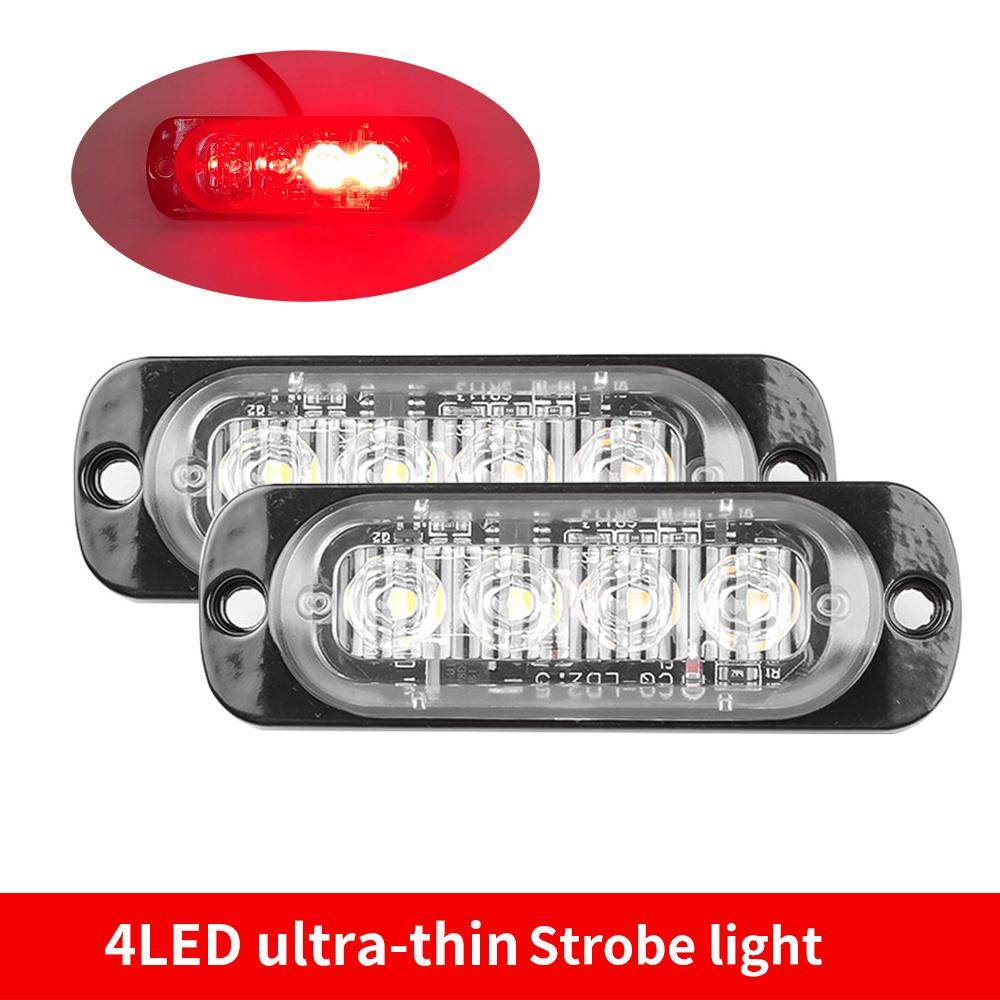 2Pcs 4LED Car Strobe Warning Light Grill Flashing Breakdown Emergency Light Car Truck Trailer Beacon Lamp LED Side Light For Car