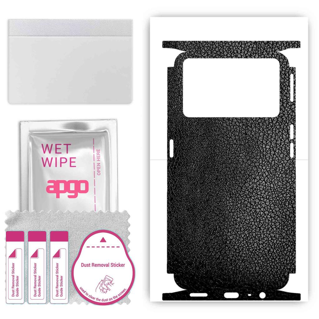 apgo Protective Skin Sticker for the Back+sides Compatible with Oppo K9 Pro 5G, Full Wrap Film, Foil, Vinyl - Pattern Black Leather