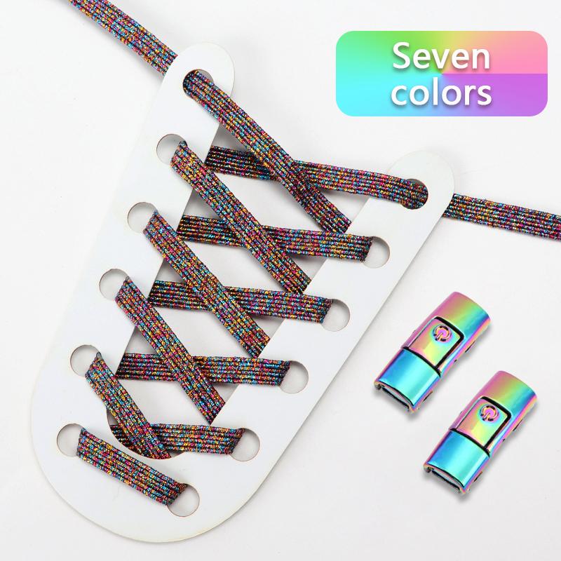 Новые красочные шнурки для обуви без завязок, эластичные шнурки, кроссовки для детей и взрослых, блестящие шнурки без завязок для обуви, аксессуары