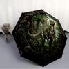 Prehistoric Forest Frame pattern umbrella, portable and foldable design, 8 ribs, a casual accessory for Halloween, Christmas, and birthday gifts.