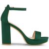 Allegra K Women's Platform High Heel Sandals with Ankle Strap and Chunky Heel, Green, Size 24cm