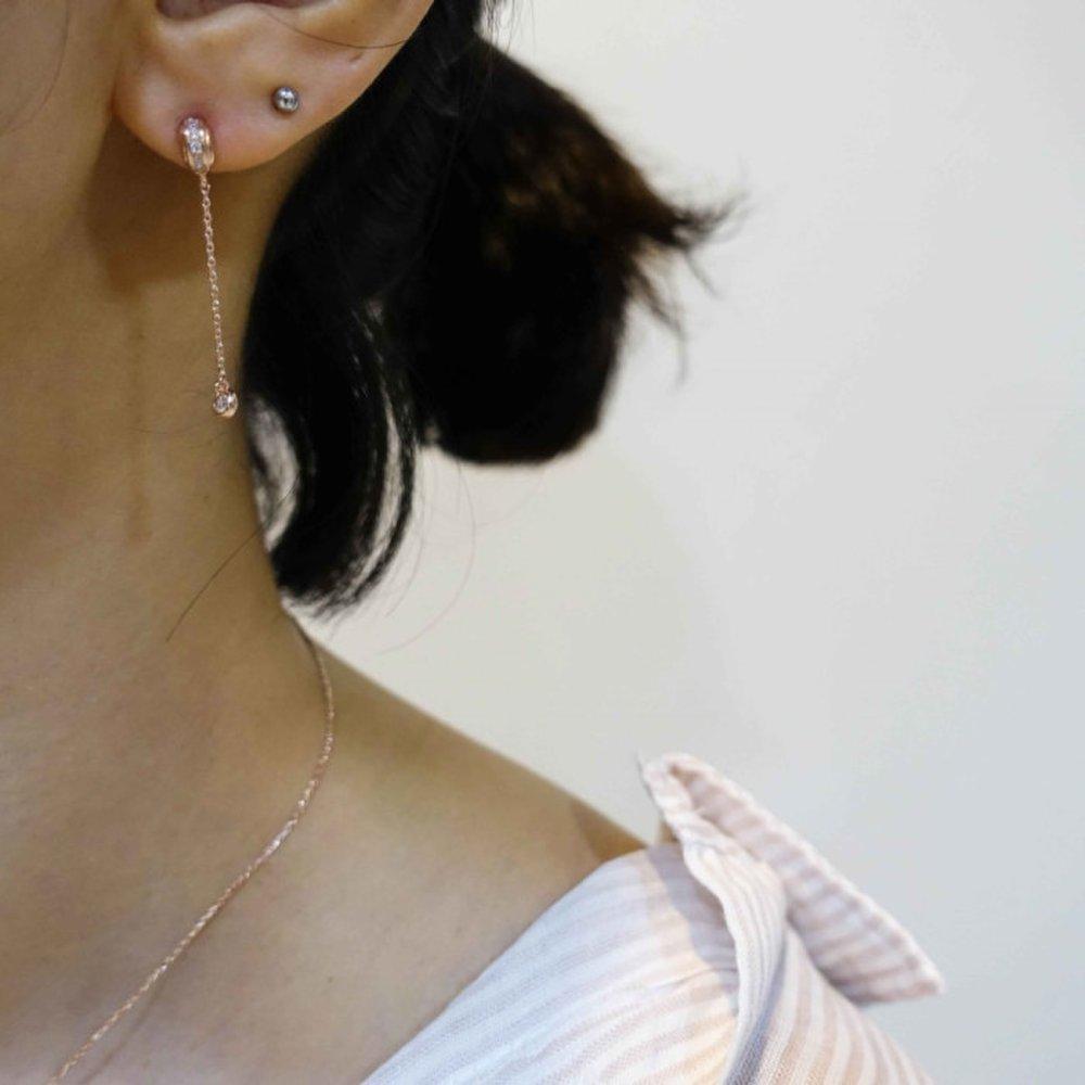 Jyonidress / Серьги-гвоздики Серебряный Тоннель Кубик (Покрытие розовым золотом)