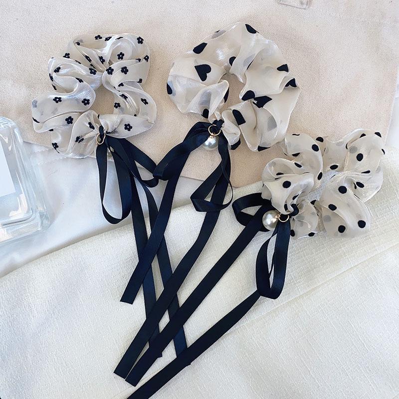 Банты для волос с кисточками и жемчугом, сетчатая резинка для волос