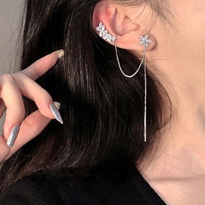 Женские Серьги с Цветами и Листьями Серебряная Игла
