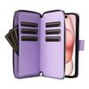 R20 Чехол для iPhone 15 Plus с карманом на молнии, обложка из ПУ кожи с 9 слотами для карт