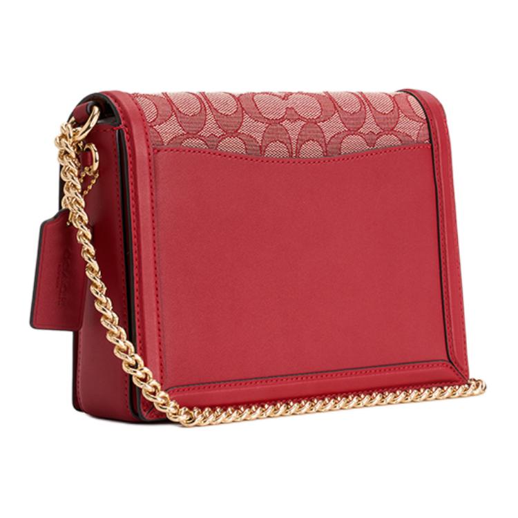 Coach Hutton 21 Monogram Leather Small Square Chain Bag Women bags Ruby CZ491-IMRBY