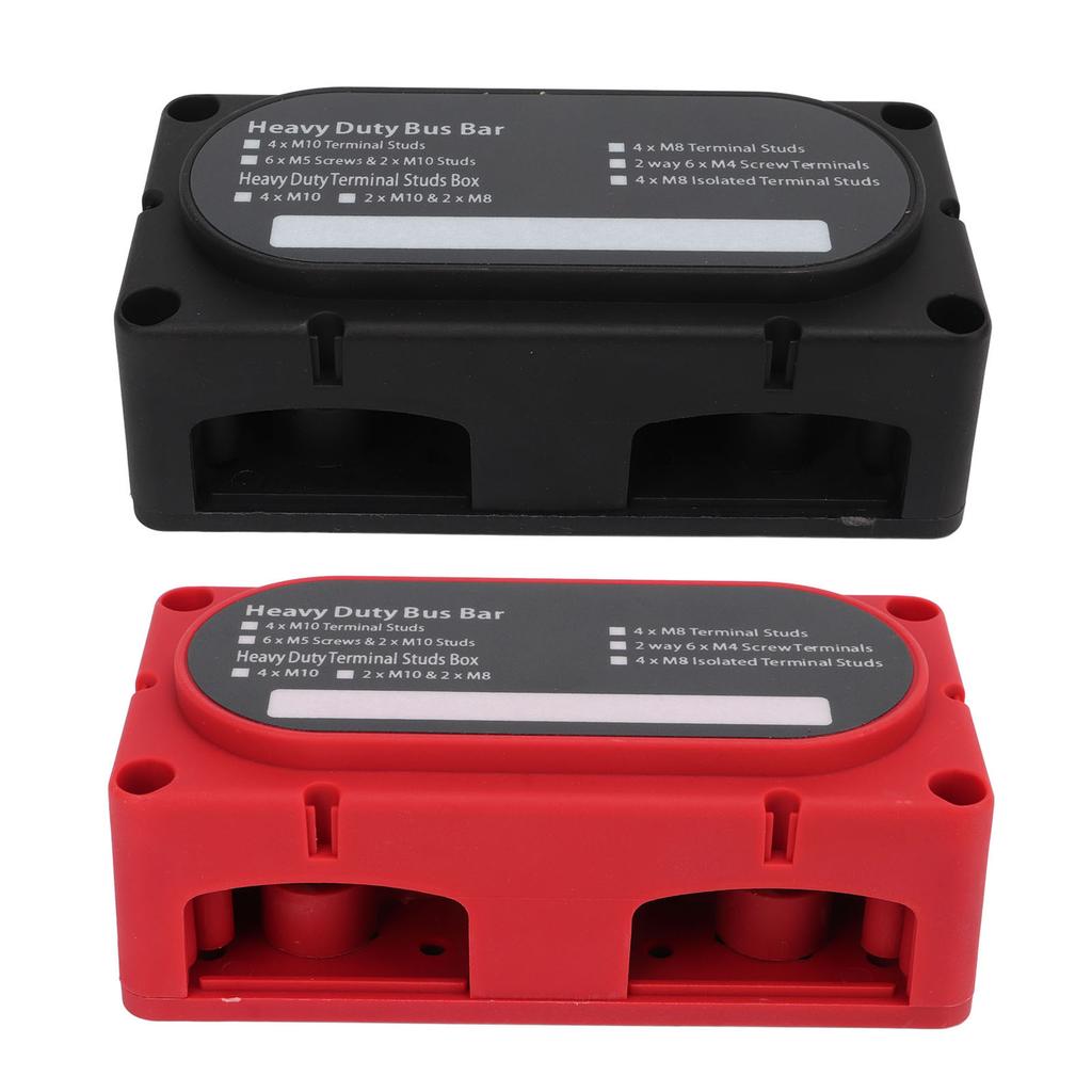 2PCS Heavy Duty Bus Bar Box Module with Cover DC48V 100A Flame Retardant for Cars Trucks RVs Ships B