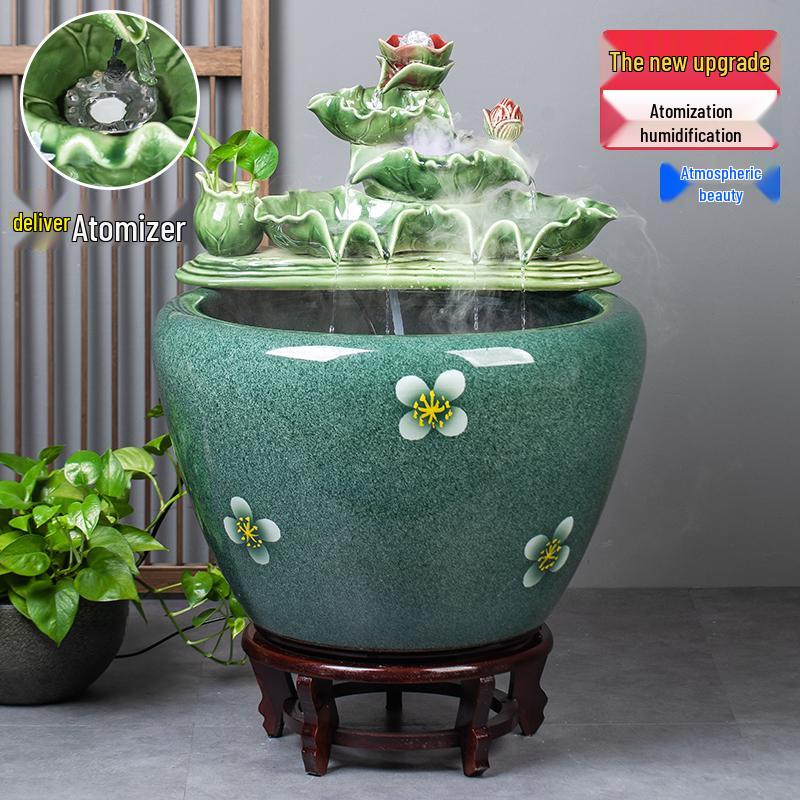 Цзиндэчжэньский аквариум для золотых рыбок: Напольный керамический водный объект для балкона, офиса или гостиной.