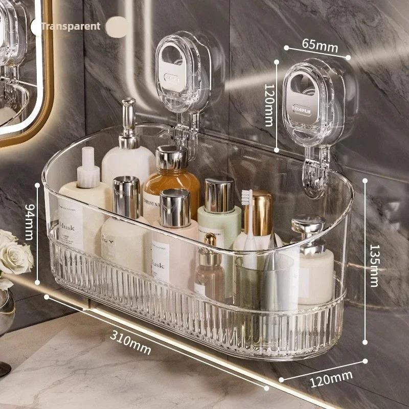 Acrylic Bathroom Shower Shelf Organizer with Suction Cup,Transparent Storage Rack for Skin Care Products, Bathroom Supplies Rack