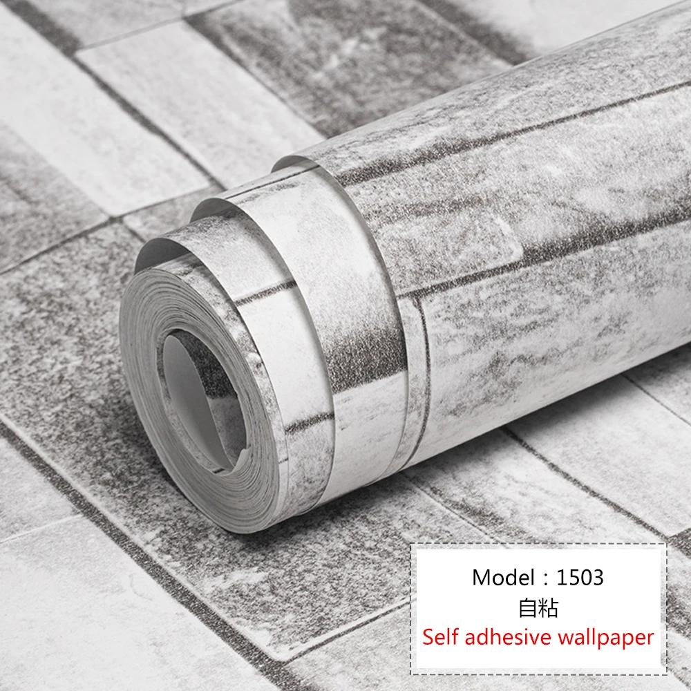 Self Adhesive Wallpaper Cafe Clothing Store Restaurant Brick Pattern Wallpaper 3D Retro Brick Culture Stone Pattern Wallpapers