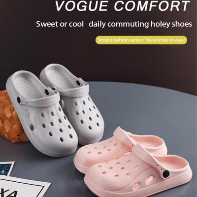 Летние женские/мужские модные нескользящие сандалии с мягкой подошвой и закрытым носком для ношения на открытом воздухе 2024 года - пляжные тапочки с толстой подошвой